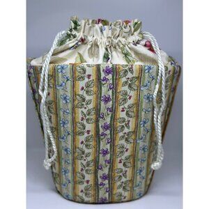 Longaberger Booking Tote Botanical Fields Stripe Drawstring Fabric Summer READ